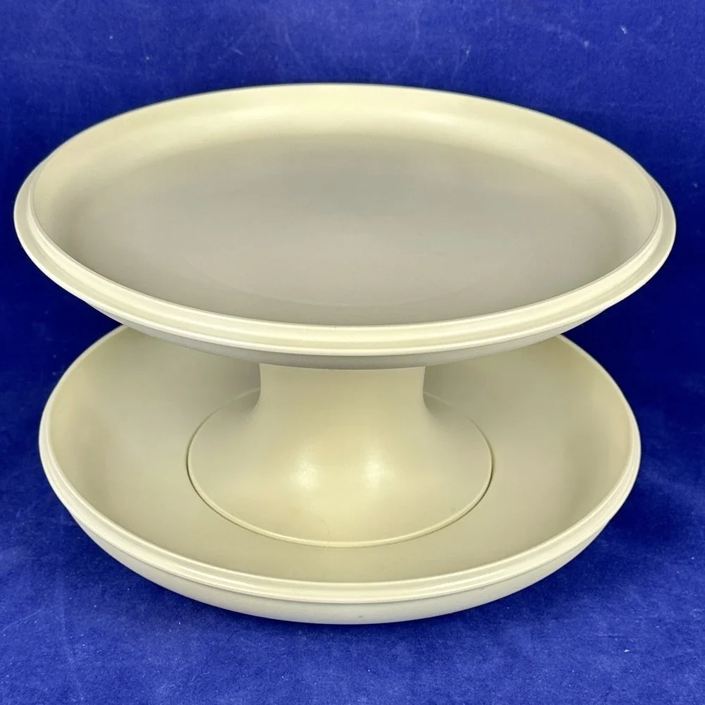 Vtg Tupperware Almond Serve-it All 3 Pieces 1531-3 1532-4 1533-3 Tiered Dish